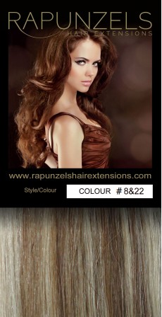 110 Gram 18" Hair Weave/Weft Colour #8&22 Light Brown & Blonde Streak (Full Head)